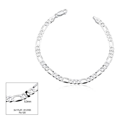 PULSEIRA PRATA MASCULINA 3X1 21CM