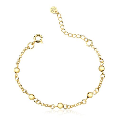 PULSEIRA FOLHEADO INFANTIL BOLINHA 13CM + 3CM EXTENSOR