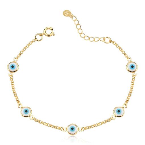 PULSEIRA FOLHEADO OLHO GREGO 18CM + 3CM EXTENSOR