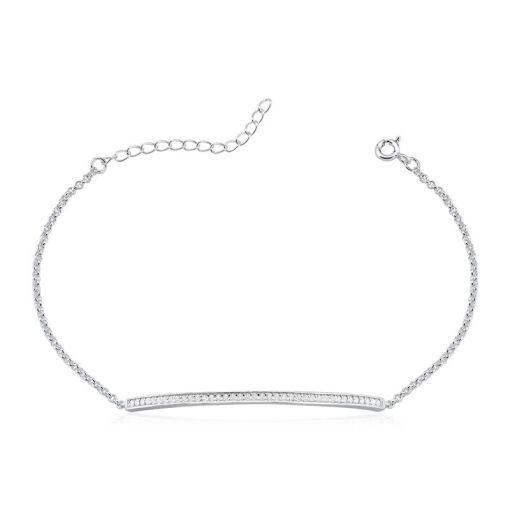 PULSEIRA PRATA CURVADA ZIRCÔNIA 15CM + 5CM