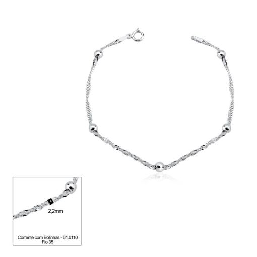 PULSEIRA PRATA BOLINHAS 18CM