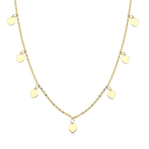 GARGANTILHA FOLHEADO CHOKER CORAÇÕES PENDURADOS 38CM + EXTENSOR