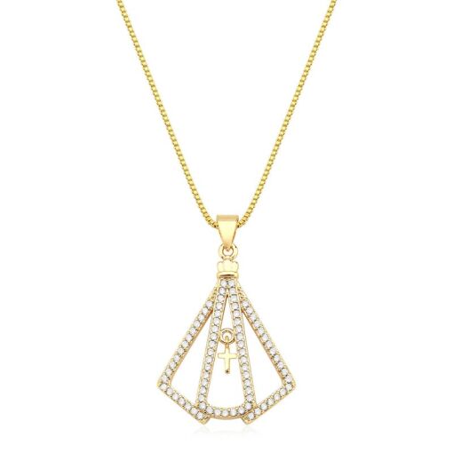 GARGANTILHA FOLHEADO N. SENHORA VAZADA CRAVEJADA