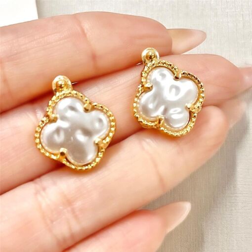 CONJ  TREVO MADREPÉROLA  FOLHEADO A OURO 18K