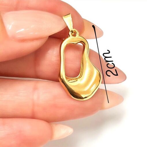 PING ORGANICOS OVAL VAZADO 2CM FOLHEADO A OURO 18K