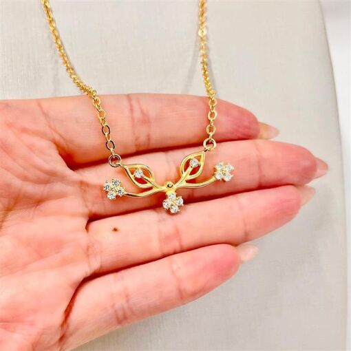 GARG FLOR C/ CAULE CRAV. FOLHEADO A OURO 18K