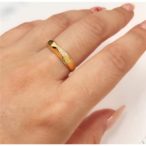 ANEL ASSIM. C/ CRAVEJADO FOLHEADO A OURO 18K