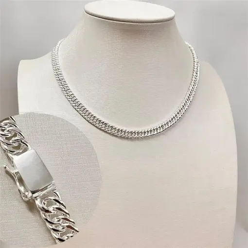 COLAR COR GRUMET DUPLA 8,5MM FOLHEADO A PRATA
