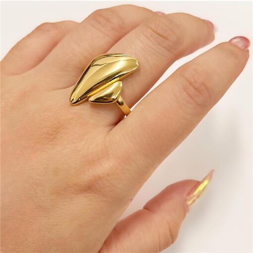 ANEL ABERTO C/ 2 TRIANGULOS LARGOS FOLHEADO A OURO 18K