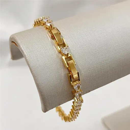 PUL RIVIERA CORAÇÕES 3MM FOLHEADO A OURO 18K