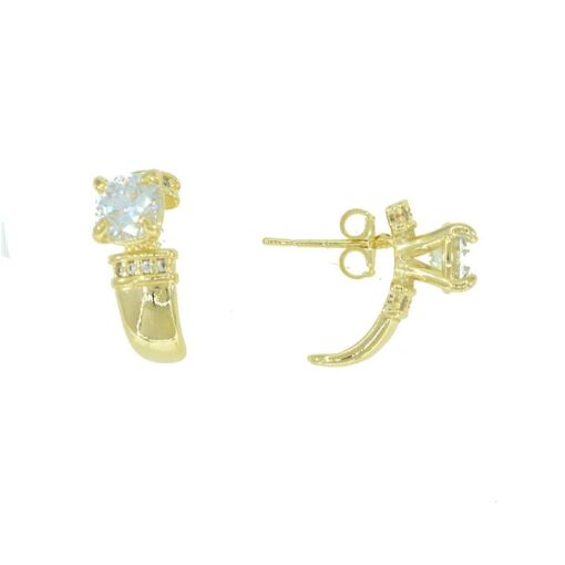 BRINCO MEIA ARGOLA C/ PONTO DE LUZ FOLHEADO A OURO 18K