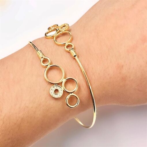 BRACELETE ELOS VAZDOS E CRAV FOLHEADO A OURO 18K