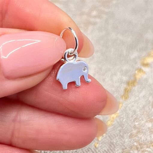 PINGENTE PEQ ELEFANTE LISO C/ OLHO ZIRCONIA PRATA 925