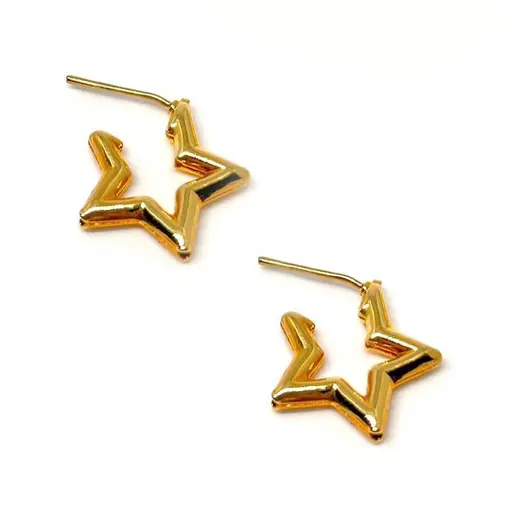 BR PINO ESTRELA DUPLA VAZ/ABERTA LATERAL FOLHEADO A OURO 18K