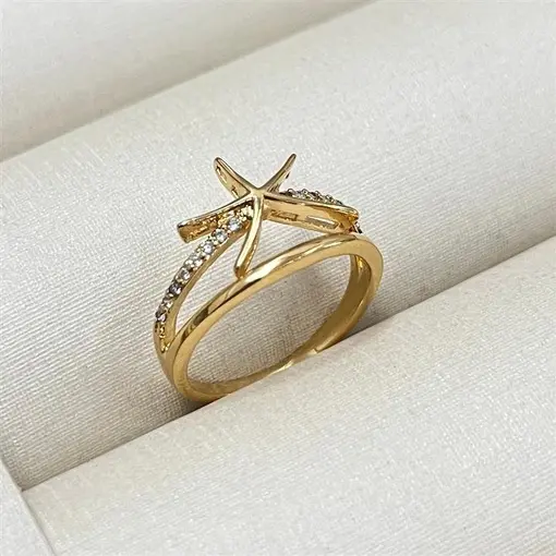 ANEL ARO DUPLO ESTRELA DO MAR  FOLHEADO A OURO 18K
