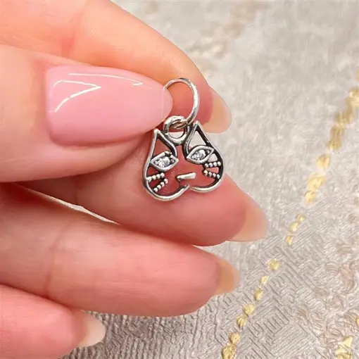 PINGENTE ROSTO DE GATINHO C/ ZIRCONIAS PRATA 925