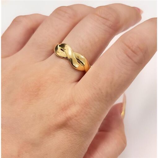 ANEL ARO ENTRELAÇADO  FOLHEADO A OURO 18K