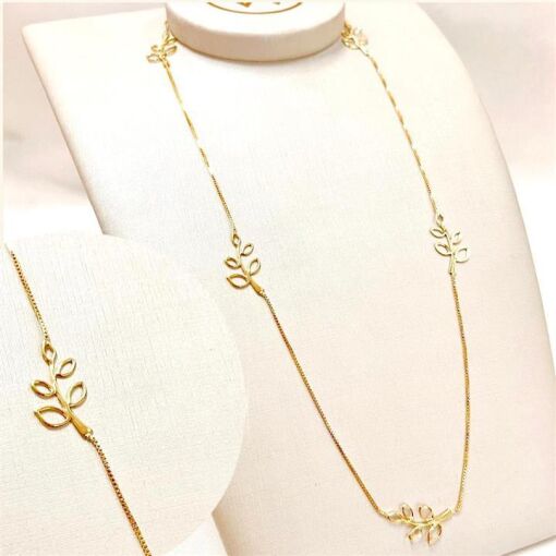 COLAR LONGO C/ RAMOS FOLHEADO A OURO 18K