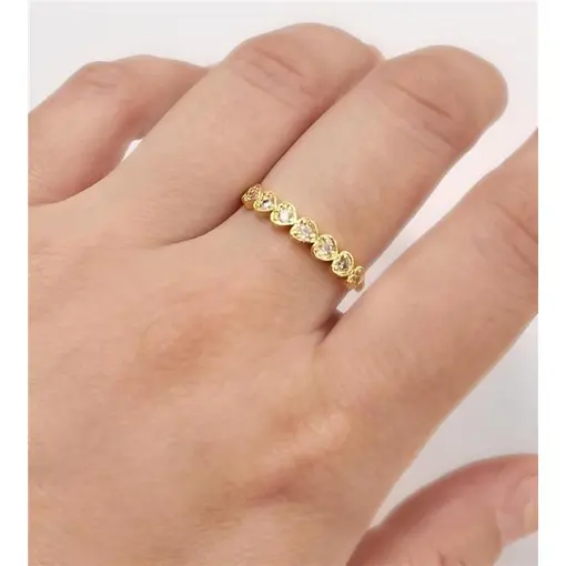 ANEL7 CORAÇÕES  FOLHEADO A OURO 18K