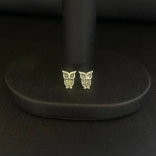 BRINCO CORUJA C/ ZIRCONIA PRATA 925