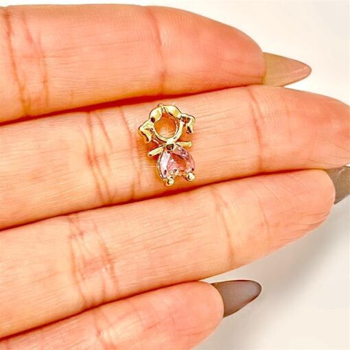 PING BONEQUINHA C/ CORAÇÃO FOLHEADO A OURO 18K