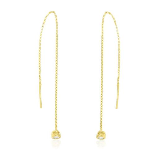 BR CORRENTE PASSANTE C/ ZIRC FOLHEADO A OURO 18K