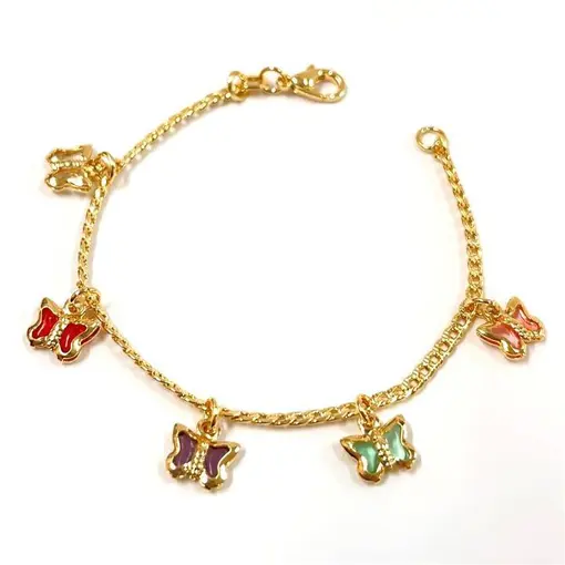 PUL INFANTIL BORBOLETAS FOLHEADO A OURO 18K