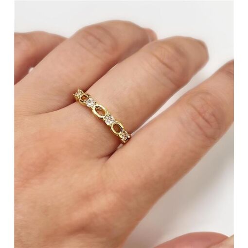 ANEL 3 ELOS C/ 4 PEDRAS  FOLHEADO A OURO 18K