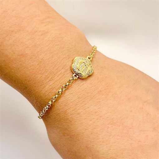 PUL FLOR C/ CRAVEJADO  FOLHEADO A OURO 18K