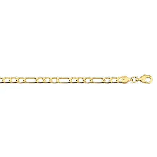 CORRENTE FIGARO FLAT 3X1 4,5 MM FOLHEADO A OURO 18K
