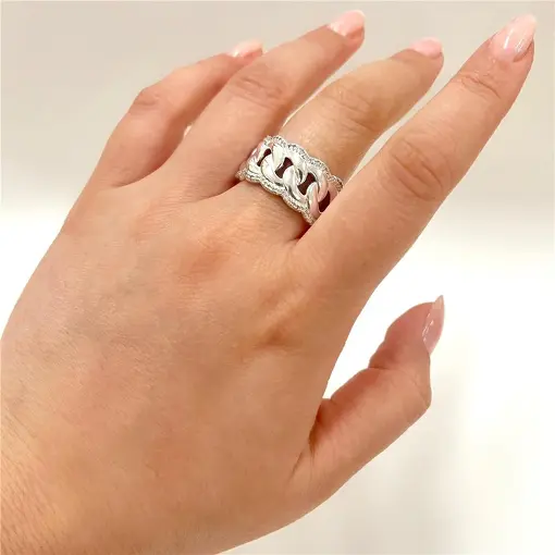 ANEL CORR C/ BORDA CRAVEJADA FOLHEADO A PRATA