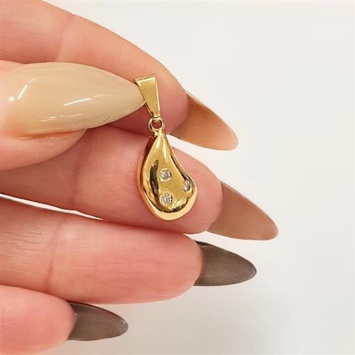 PING GOTA C/ 3 PONTOS DE LUZ FOLHEADO A OURO 18K