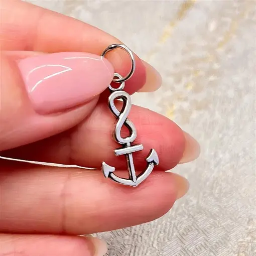 PINGENTE SIMBOLO DO INFINITO E ANCORA PRATA 925