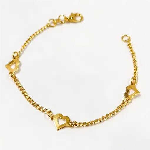 PUL INFANTIL CORAÇÕES  FOLHEADO A OURO 18K