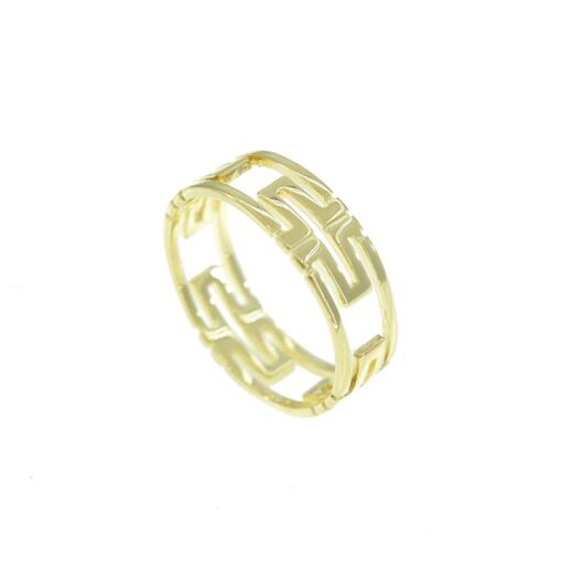 ANEL LARGO CRUZ VAZADA  FOLHEADO A OURO 18K