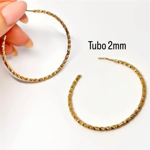 BR ARG  FIO DIAMANTADO 1,5CM TUBO 1,5MM FOLHEADO A OURO 18K
