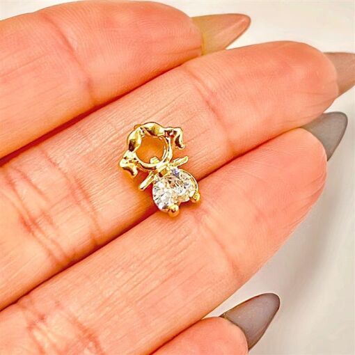 PING BONEQUINHA C/ CORAÇÃO FOLHEADO A OURO 18K