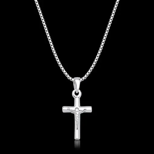 COLAR COR VENEZIANA 50CM CRUZ C/CRISTO PRATA 925
