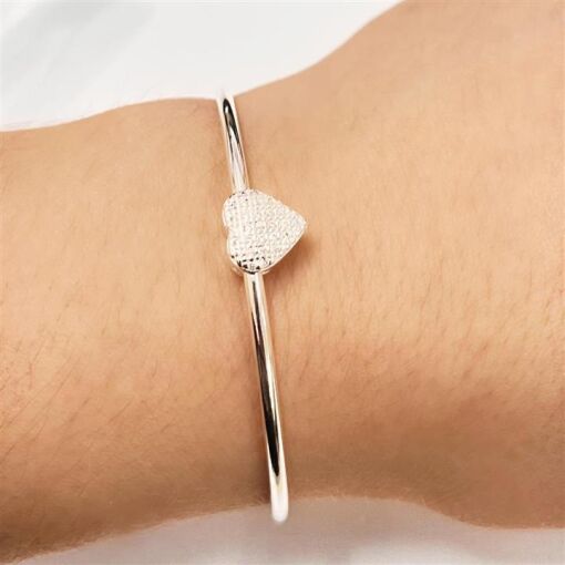 BRACELETE C/ PING CORAÇÃO  FOLHEADO A PRATA