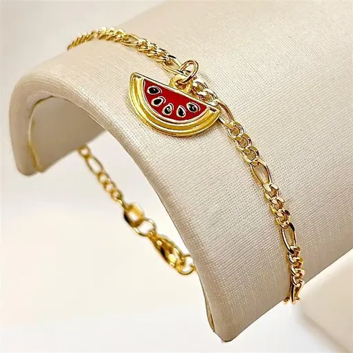 PUL INFANTIL MELANCIA FOLHEADO A OURO 18K