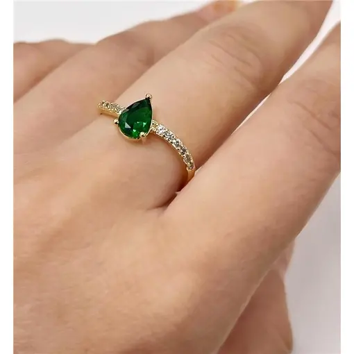 ANEL ARO CRAV. C/ PEDRA GOTA INVERTIDA FOLHEADO A OURO 18K