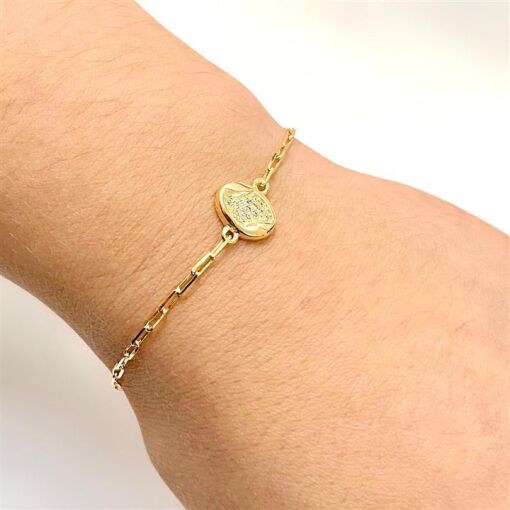 PUL OVAL CRAVEJADO  FOLHEADO A OURO 18K