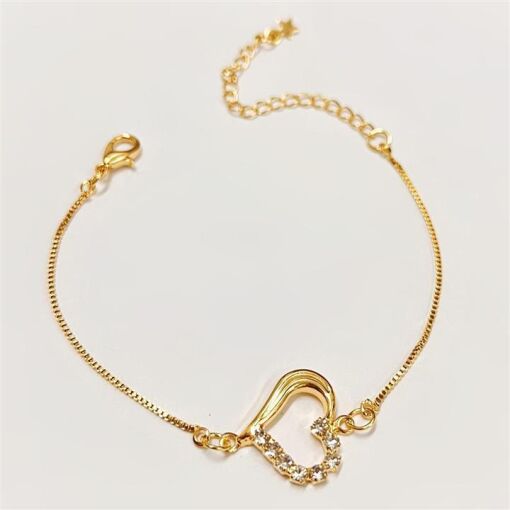 PUL CORAÇÃO METADE CRAVEJADO FOLHEADO A OURO 18K