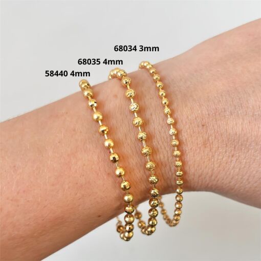 COR BOLINHA 3MM TRAQUELADA FOLHEADO A OURO 18K