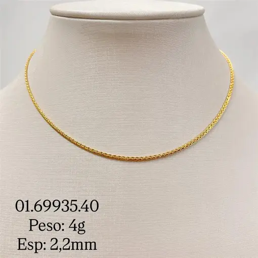 COR. TRANÇA  0.45  2,25MM FOLHEADO A OURO 18K