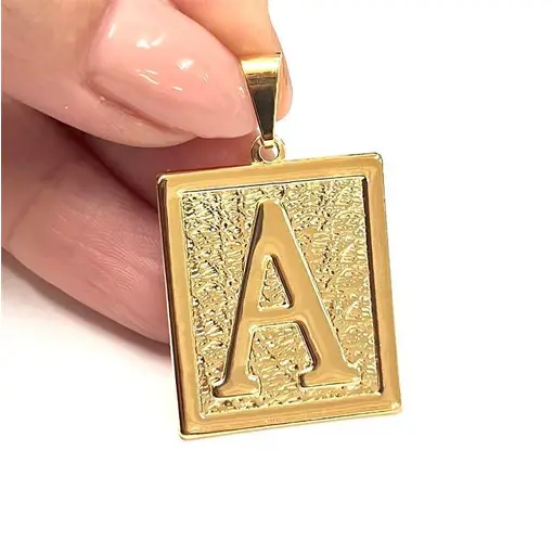 PING QUAD. LETRA FOLHEADO A OURO 18K