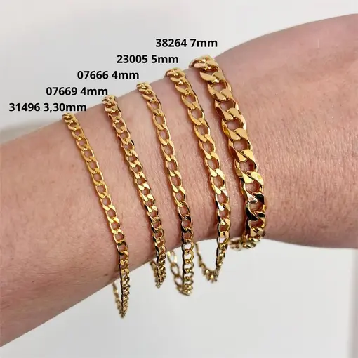 CORRENTE 1X1 3,8MM FOLHEADO A OURO 18K