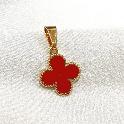 PING TREVO ESMALTADO FOLHEADO A OURO 18K