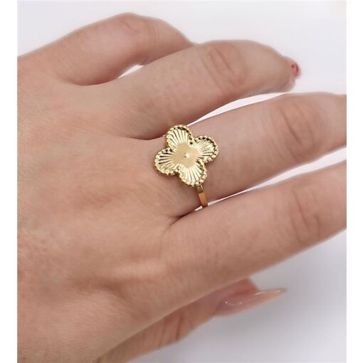 ANEL TREVO 1,5CM  FOLHEADO A OURO 18K