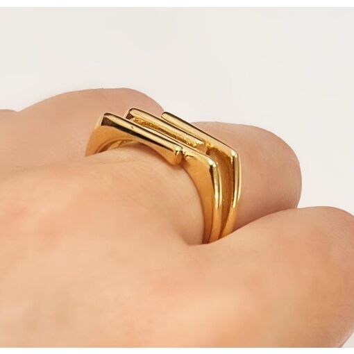 ANEL 3D  FOLHEADO A OURO 18K